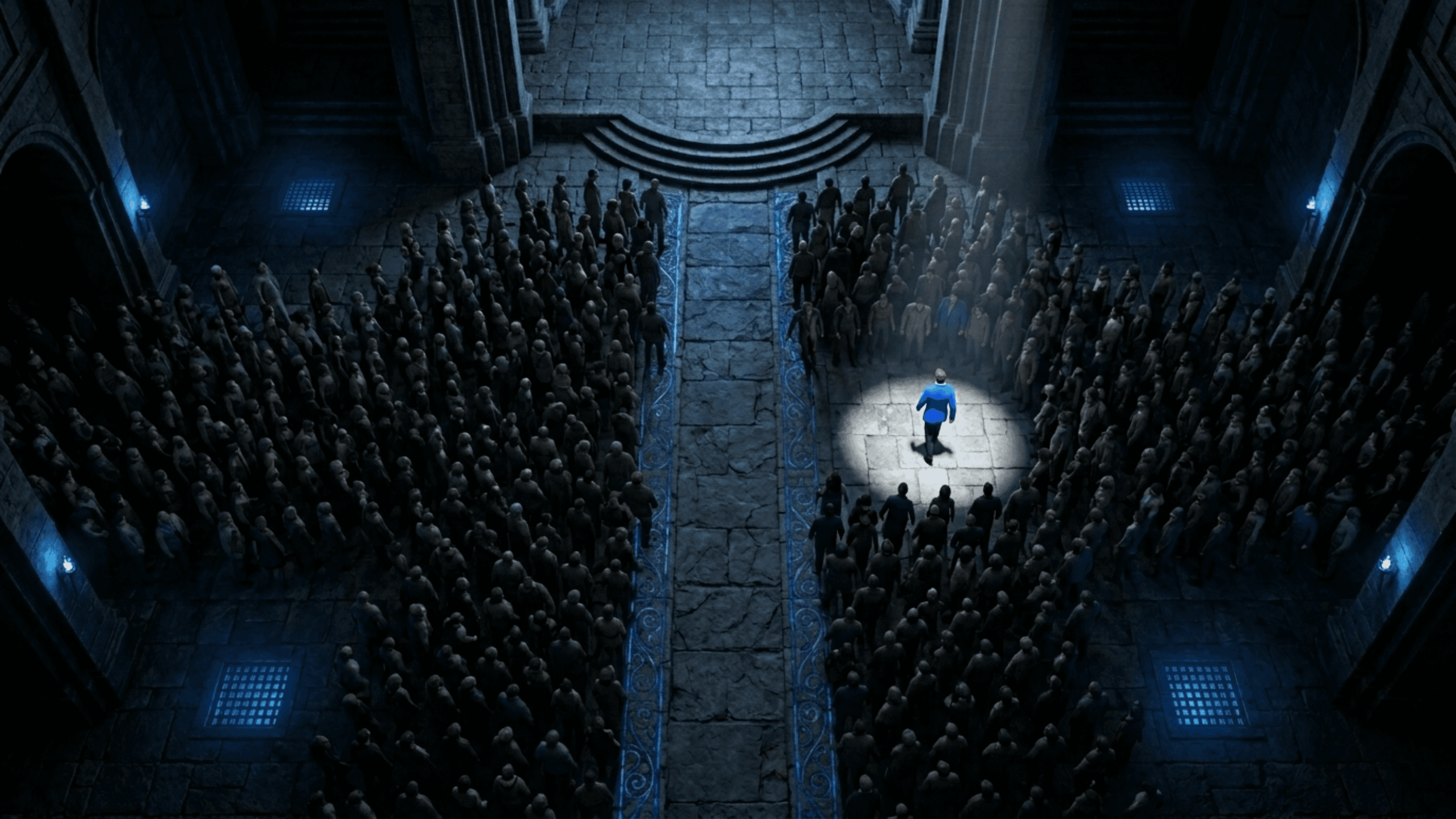 Crowd walking through AI gateway